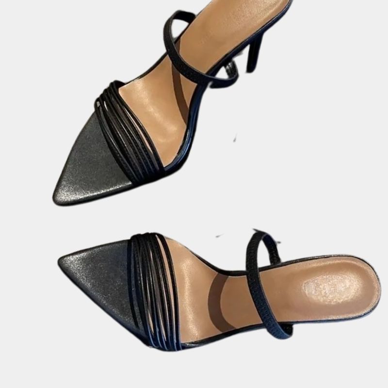 Sandales à Talons Pointus avec Lanières Fines et Bout Ouvert