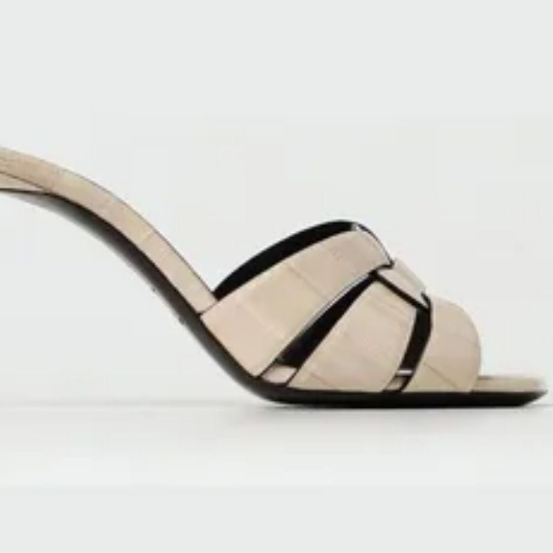 Sandales à Talons Hauts en Cuir avec Lanières Tressées