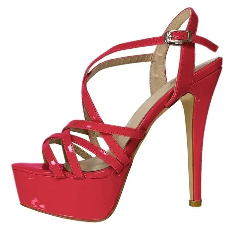 Sandales À Talons Hauts Plateforme Avec Brides Cheville