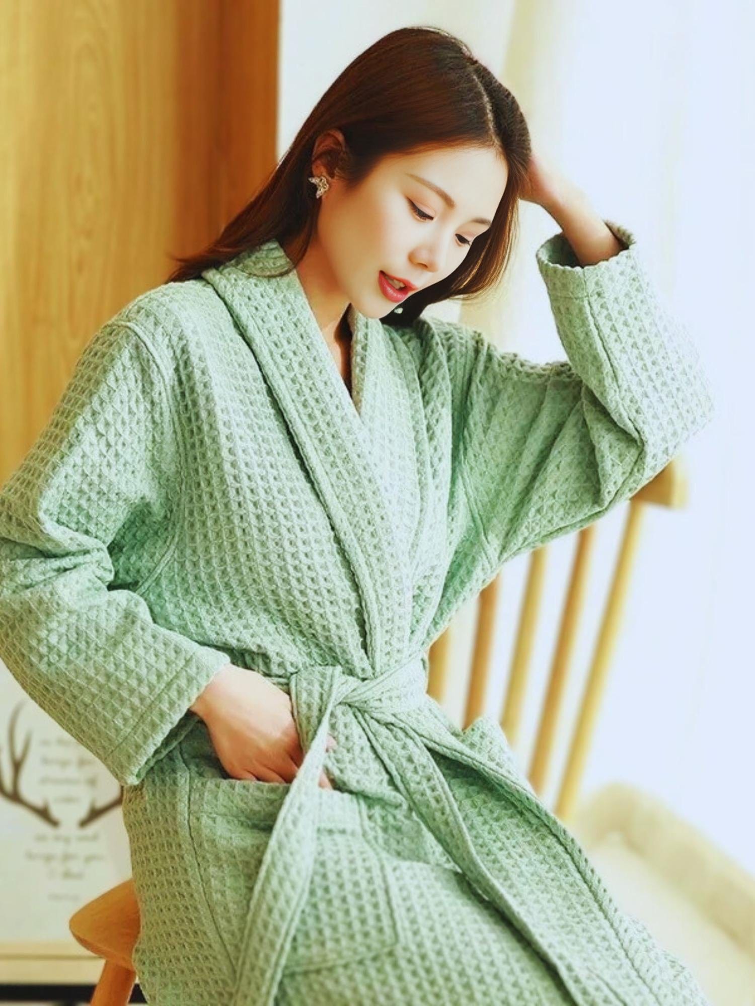 Waffel-Bademantel für Damen