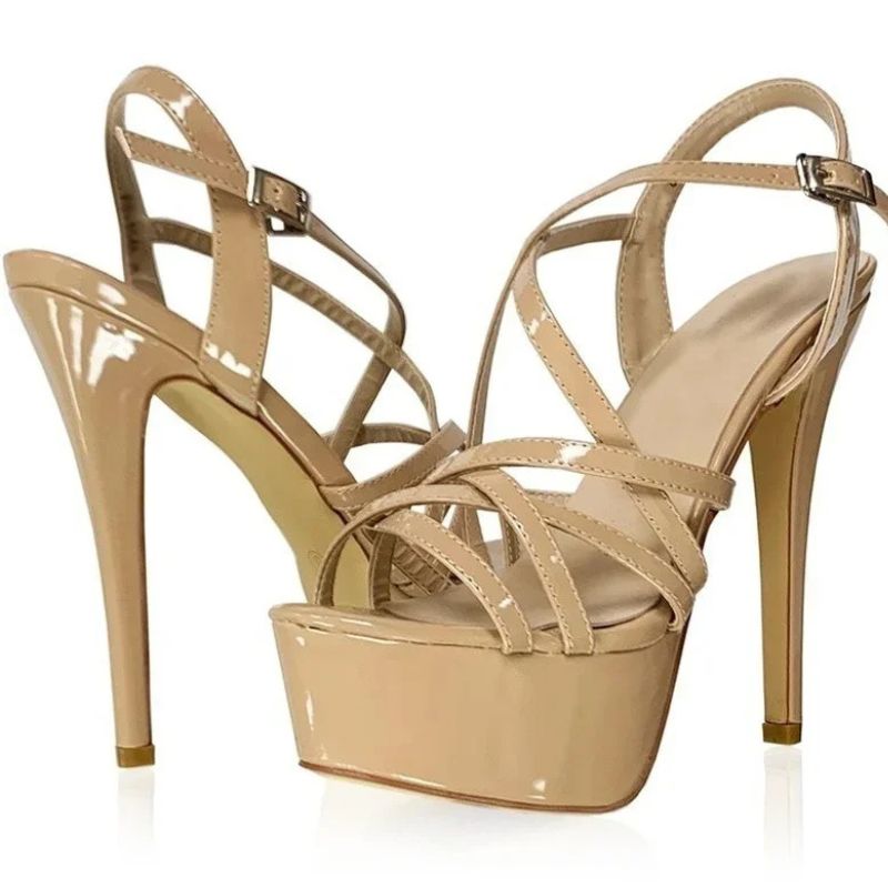 Sandales À Talons Hauts Plateforme Avec Brides Cheville