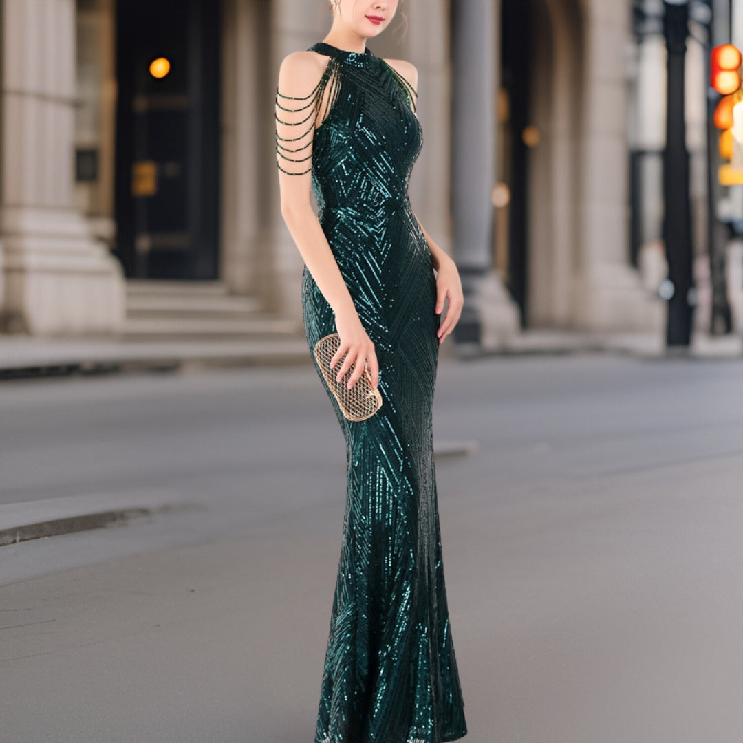 Jaya – Glamouröses Pailletten-Abendkleid