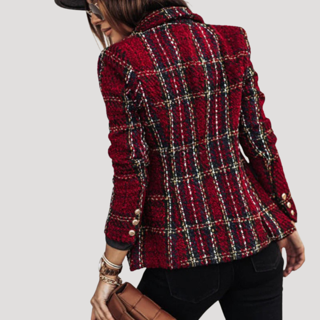 Blazer Femme à Carreaux Boutonné