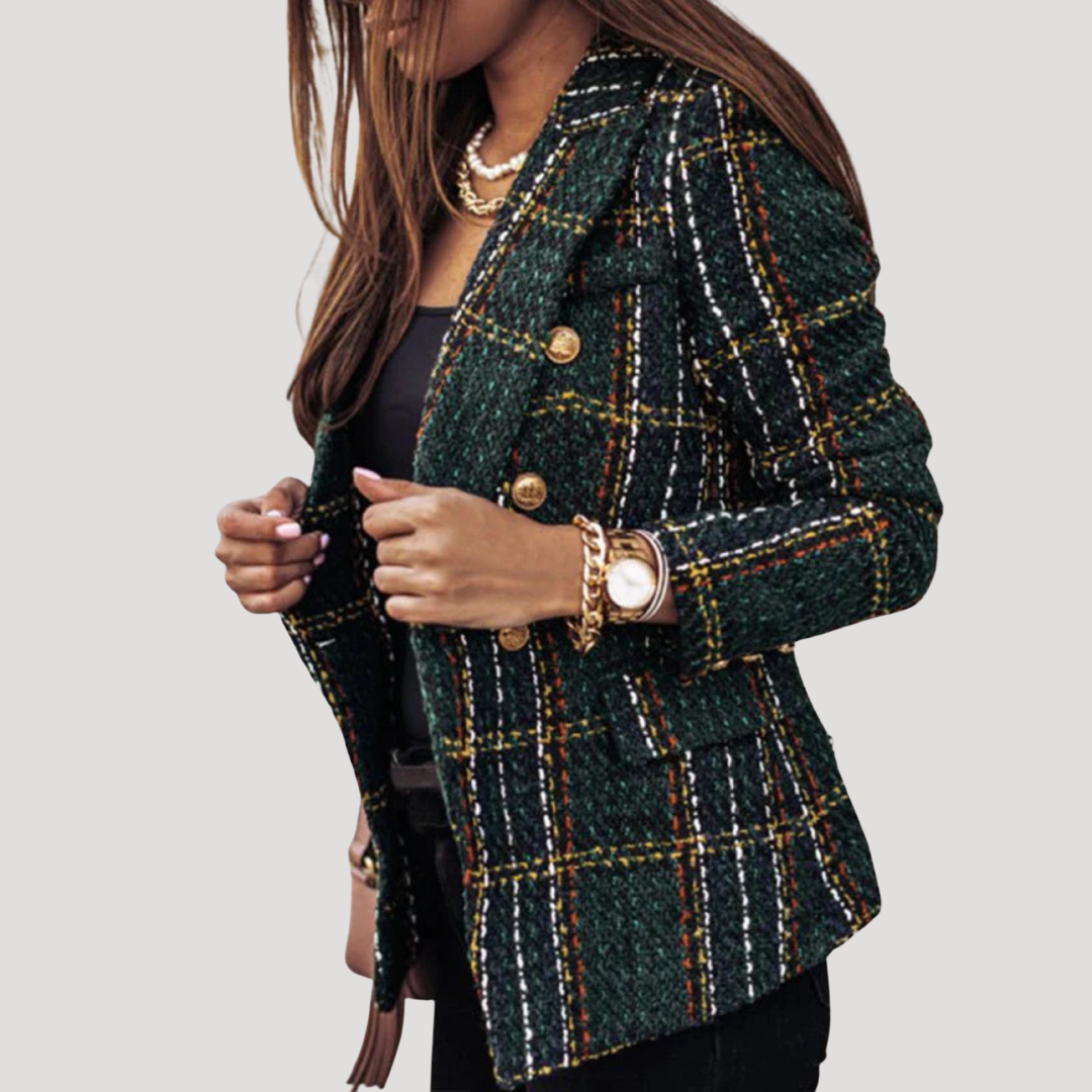 Blazer Femme à Carreaux Boutonné