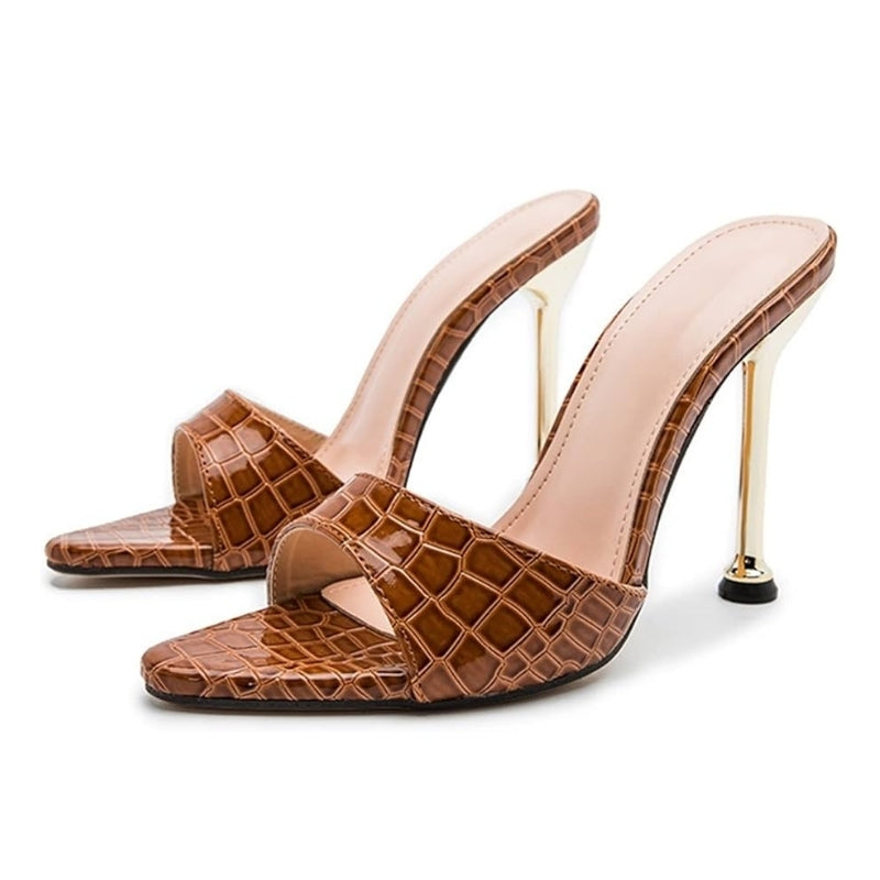 Sandales à Talons Croco Chics