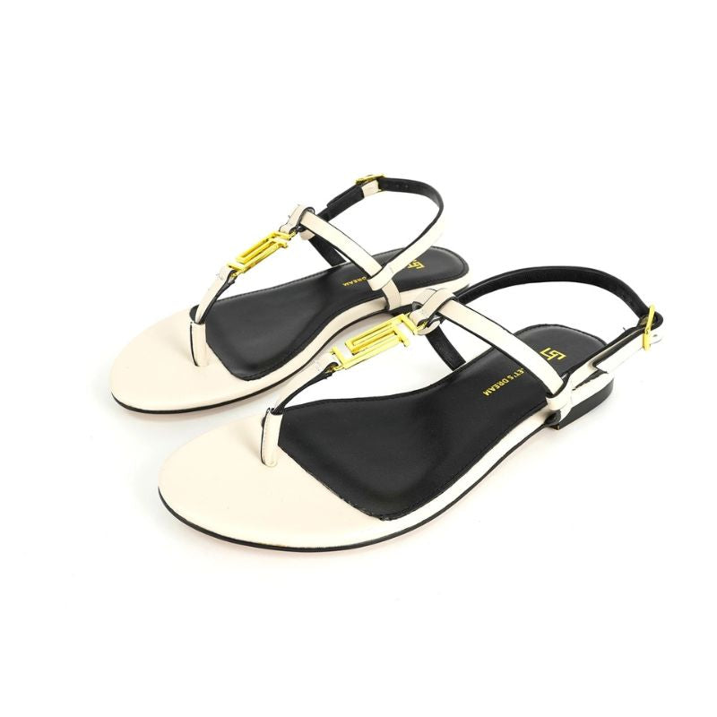 Sandales Plates De Luxe En Cuir Véritable
