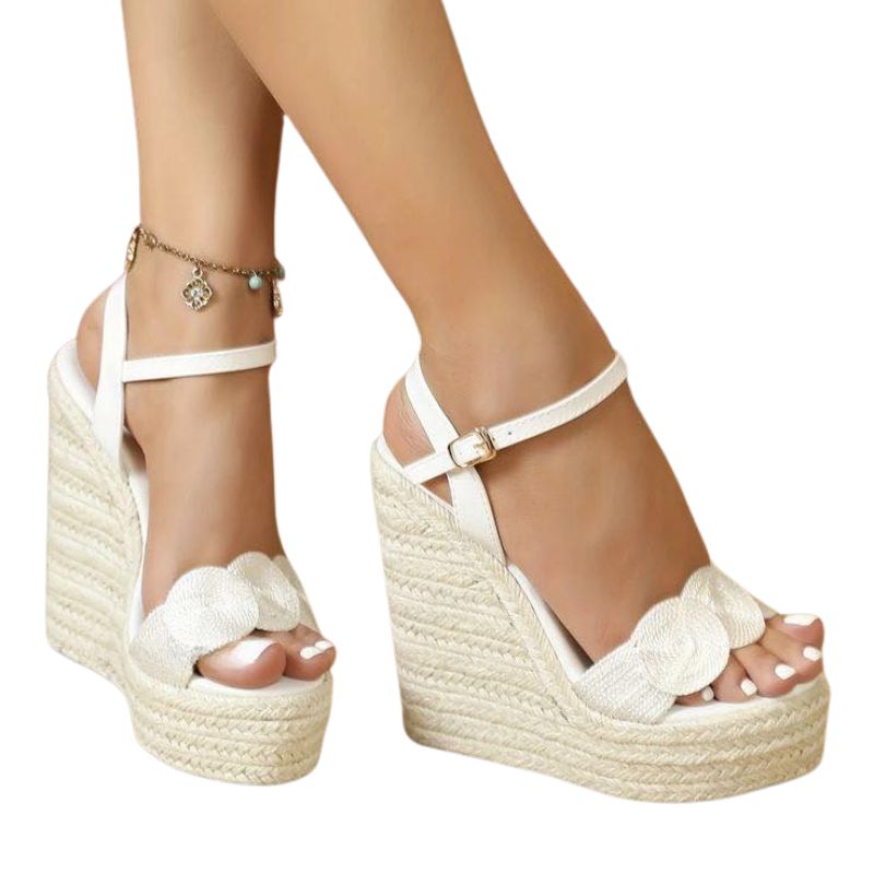 Sandales Espadrilles Compensées à Talon Haut