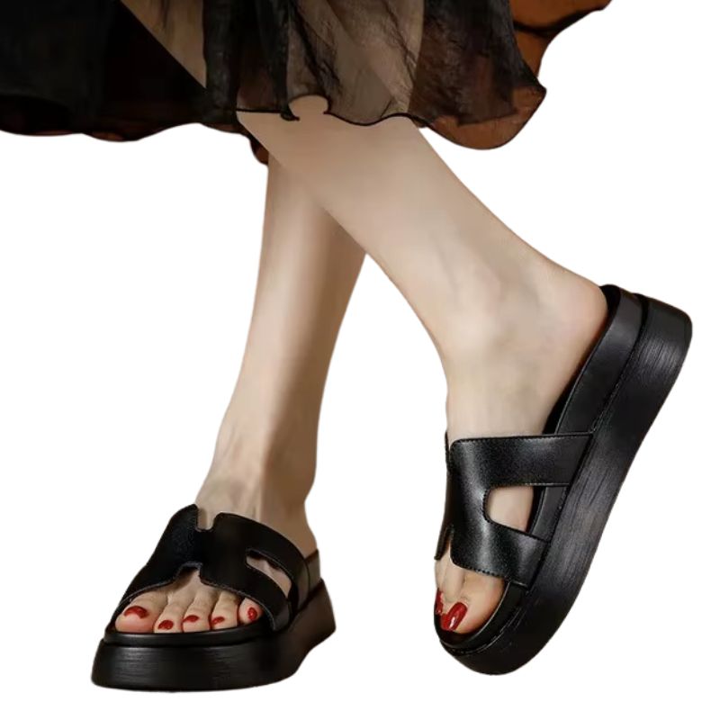 Sandales Plates à Talons Épais Style Urbain