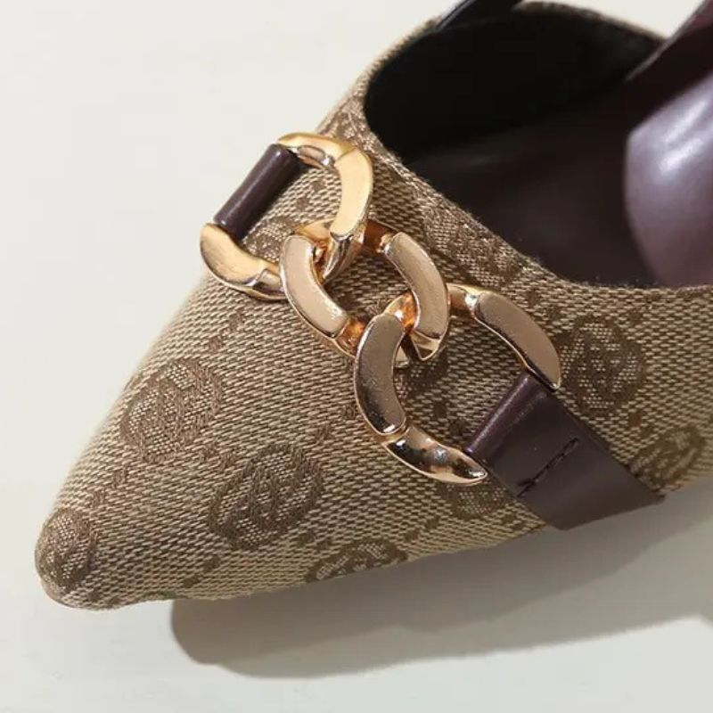 Sandale À Talon Femme Avec Boucle Dorée Raffinée