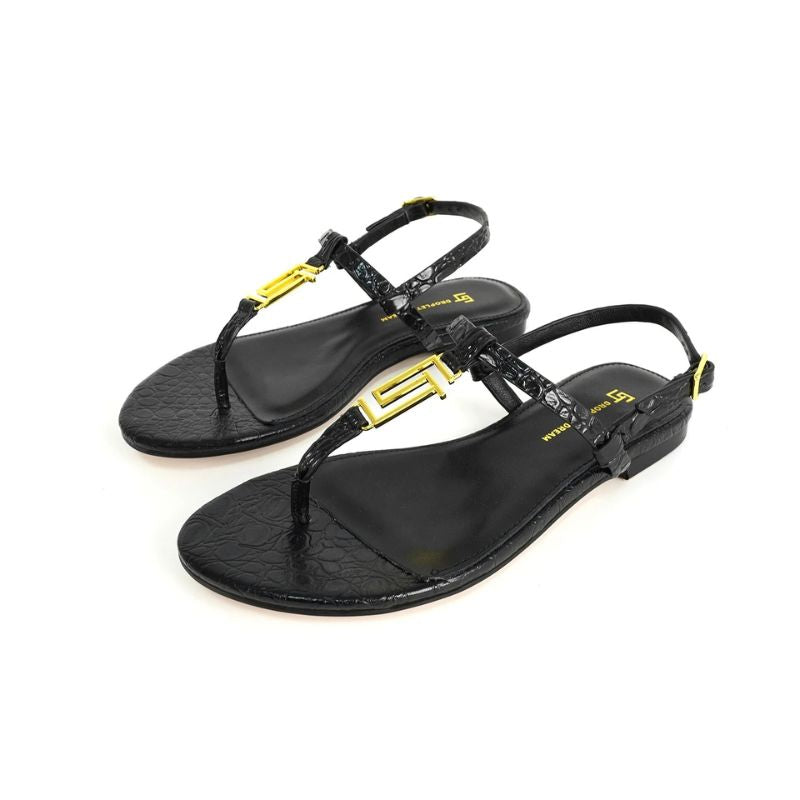 Sandales Plates De Luxe En Cuir Véritable