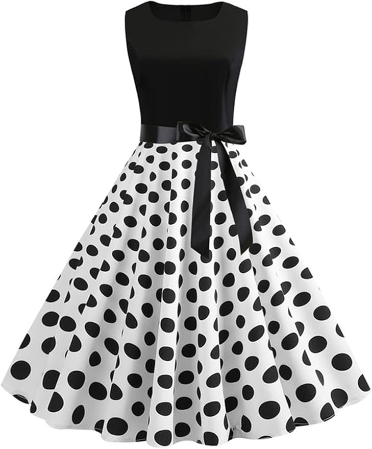 Vintage Schwarz-Weißes Vichy-Kleid Retro 50er Jahre