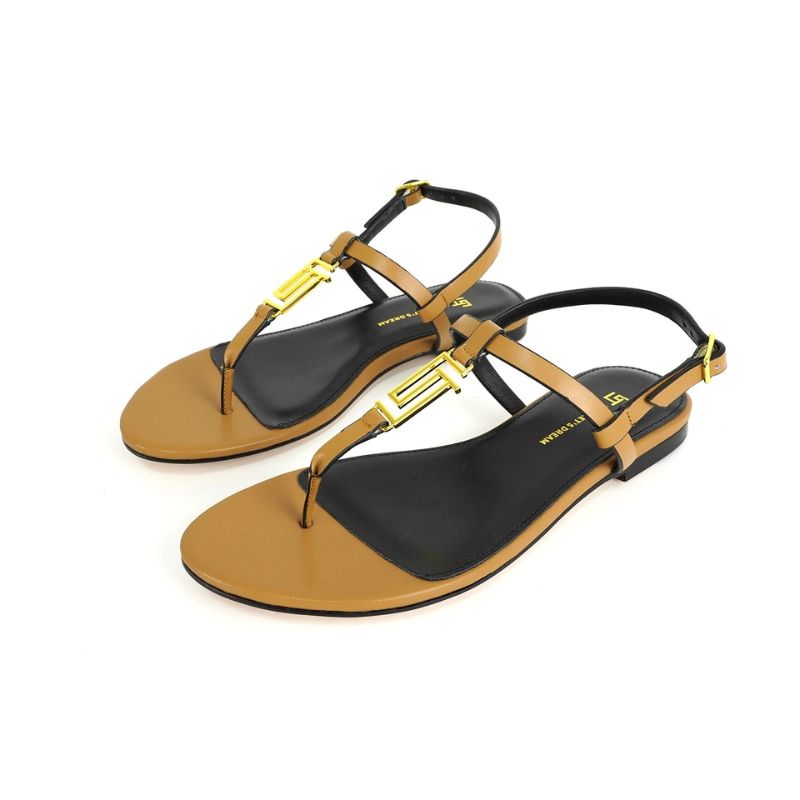 Sandales Plates De Luxe En Cuir Véritable