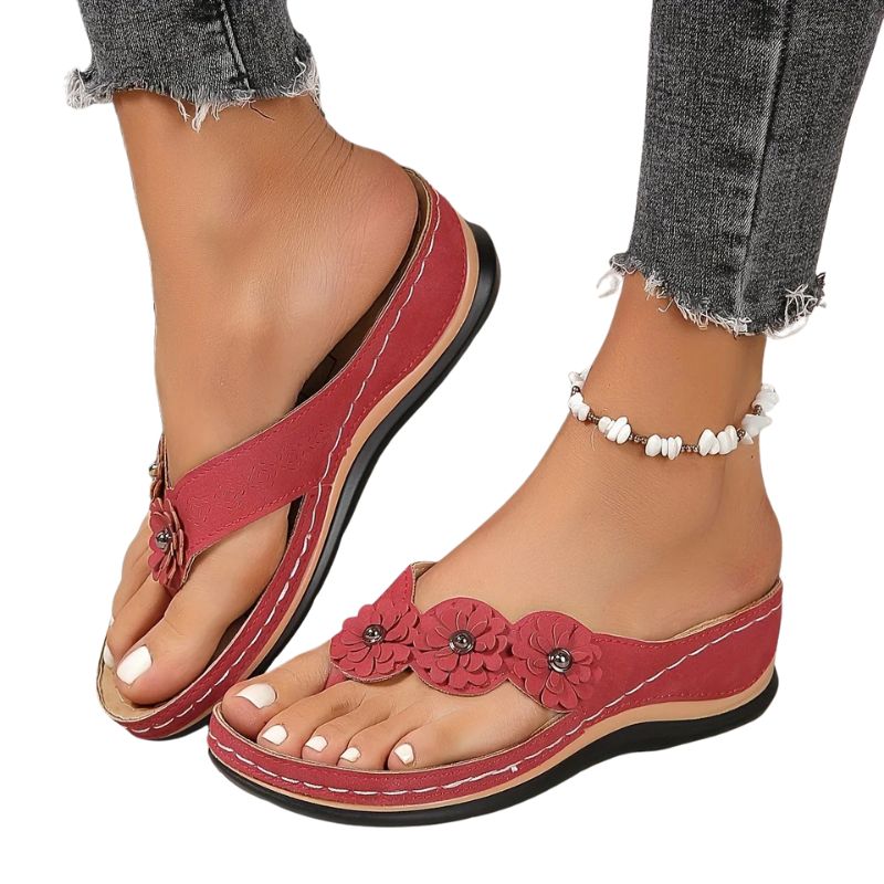 Sandale Tong Femme À Fleurs En Relief Chic Et Légère