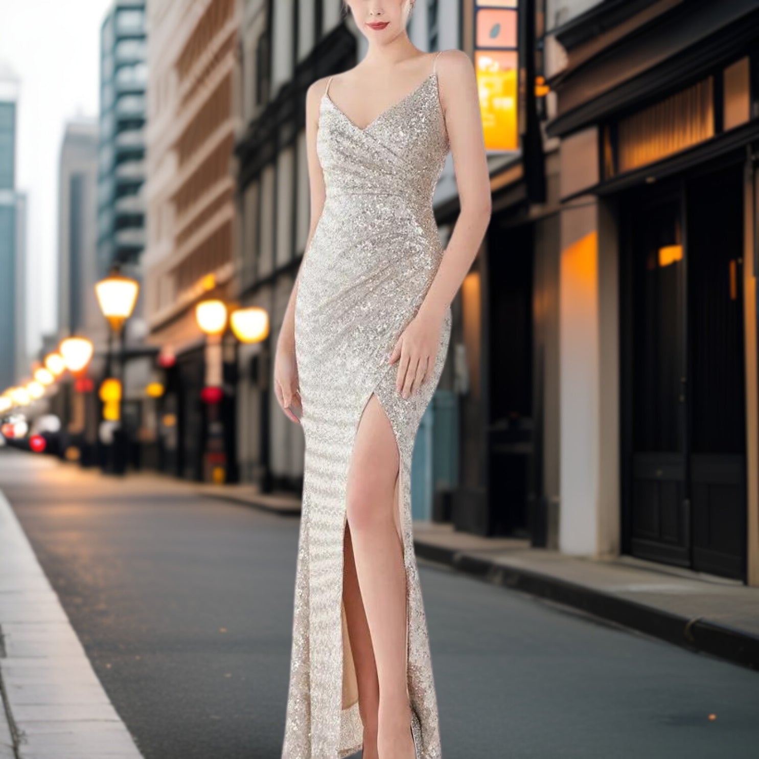 Teodora - Robe soirée de bal élégante en nylon