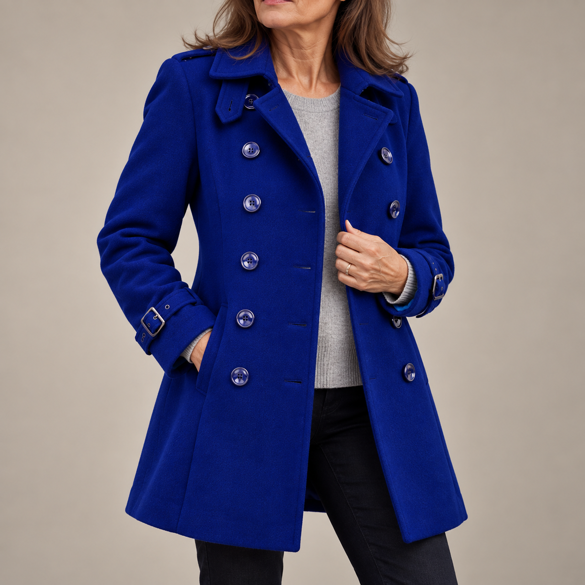 TRENCH LONG BOUTONNÉ POUR FEMMES