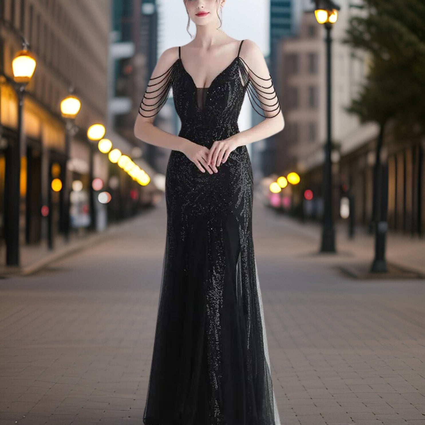 Serafina – Elegantes Perlen-Abendkleid