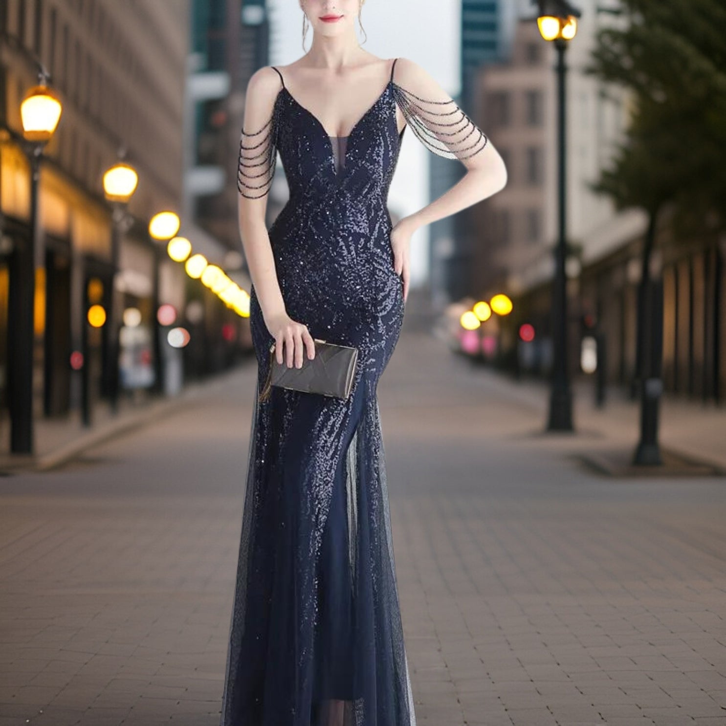 Serafina – Elegantes Perlen-Abendkleid