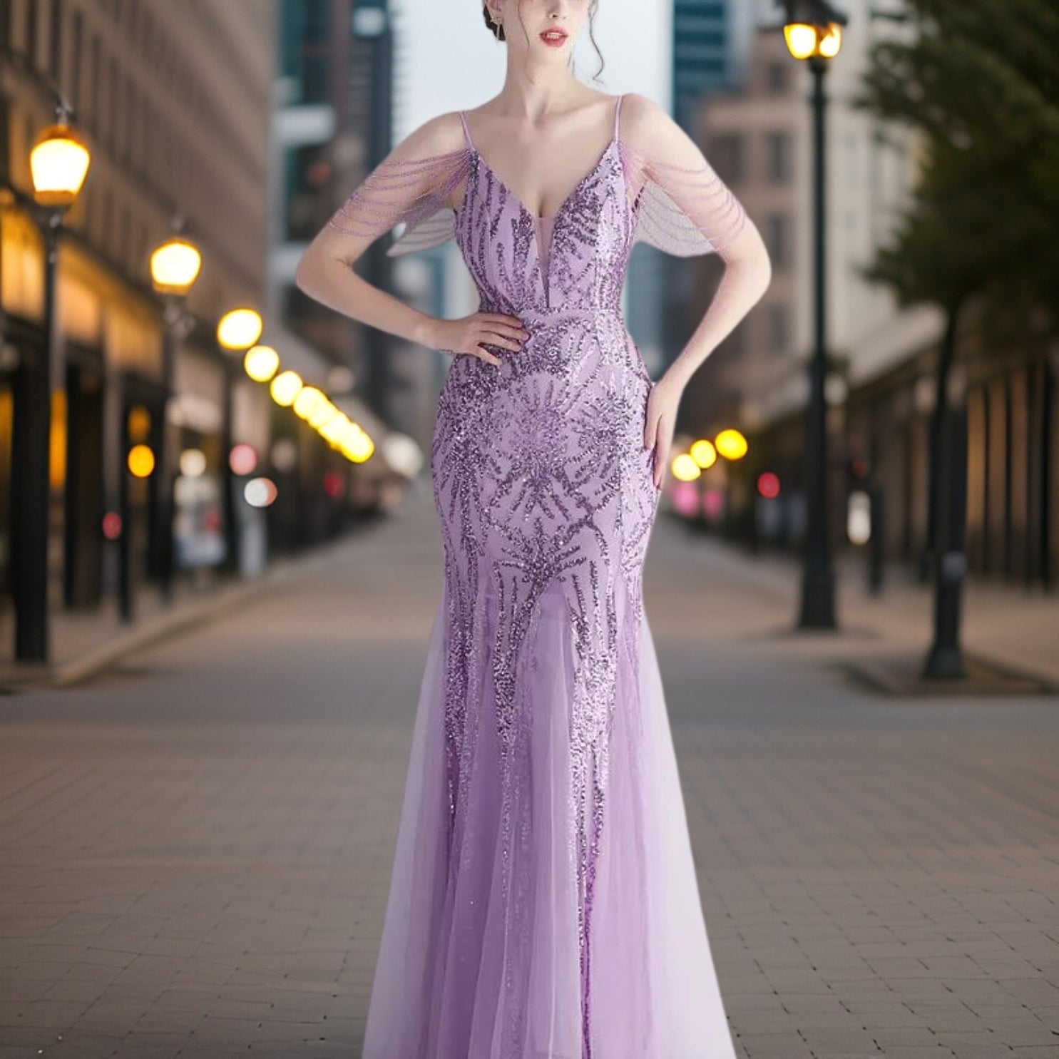 Serafina – Elegantes Perlen-Abendkleid