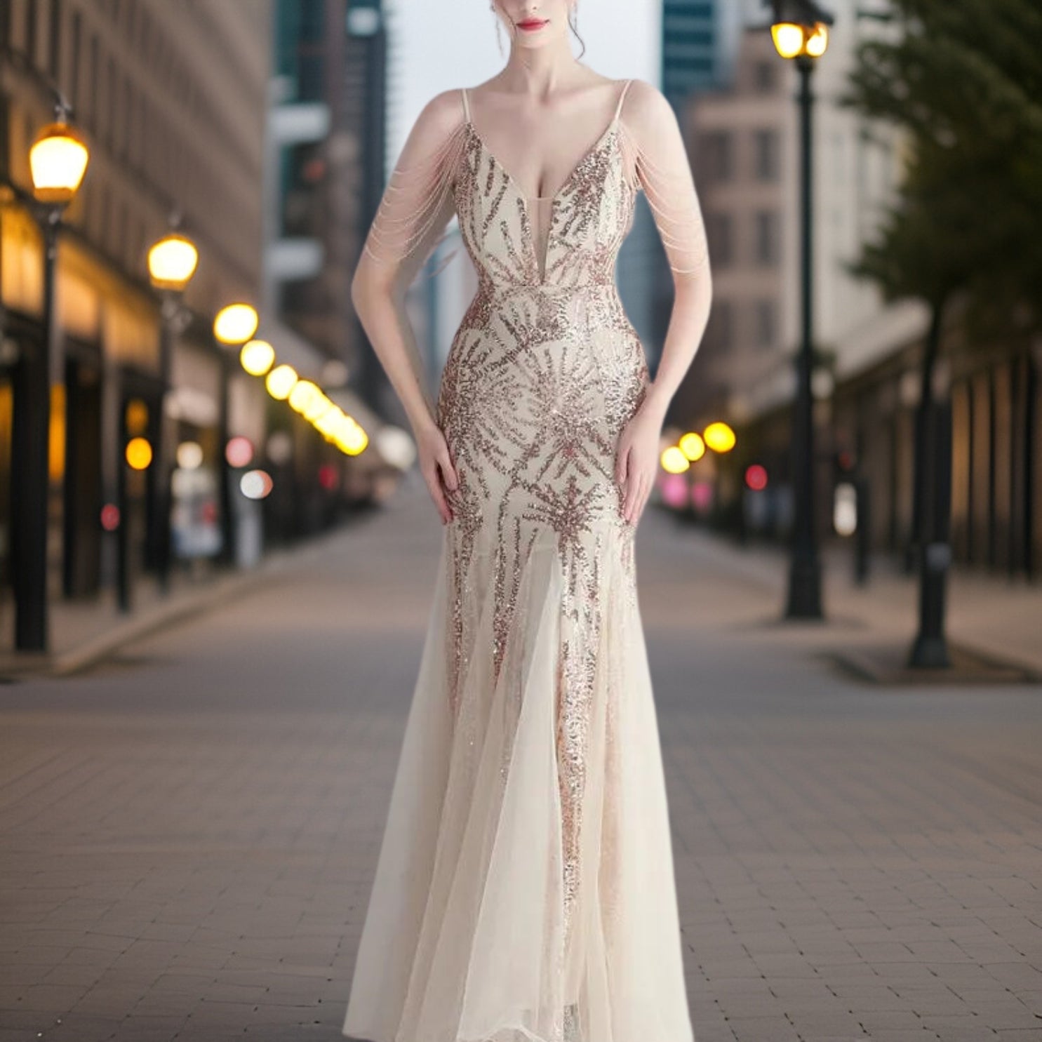 Serafina – Elegantes Perlen-Abendkleid