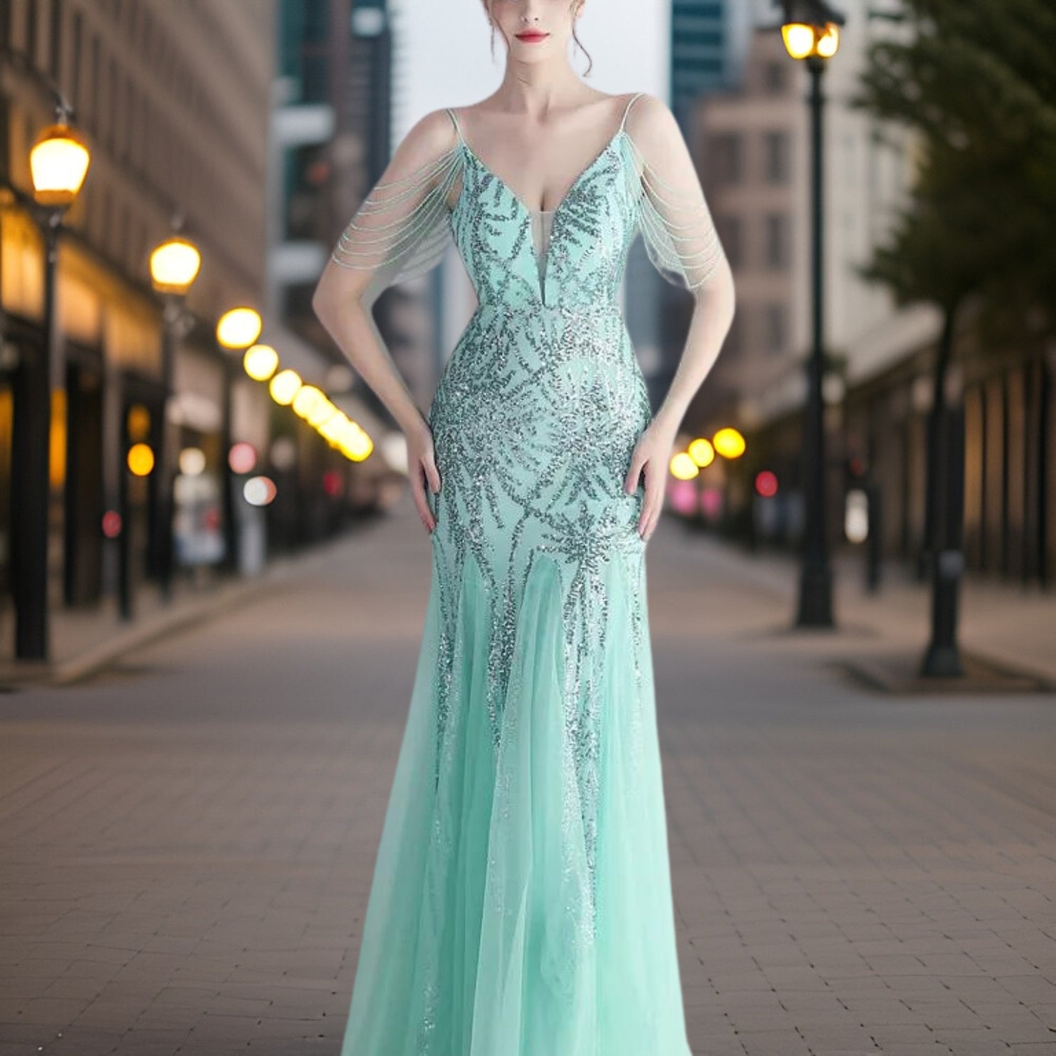 Serafina – Elegantes Perlen-Abendkleid