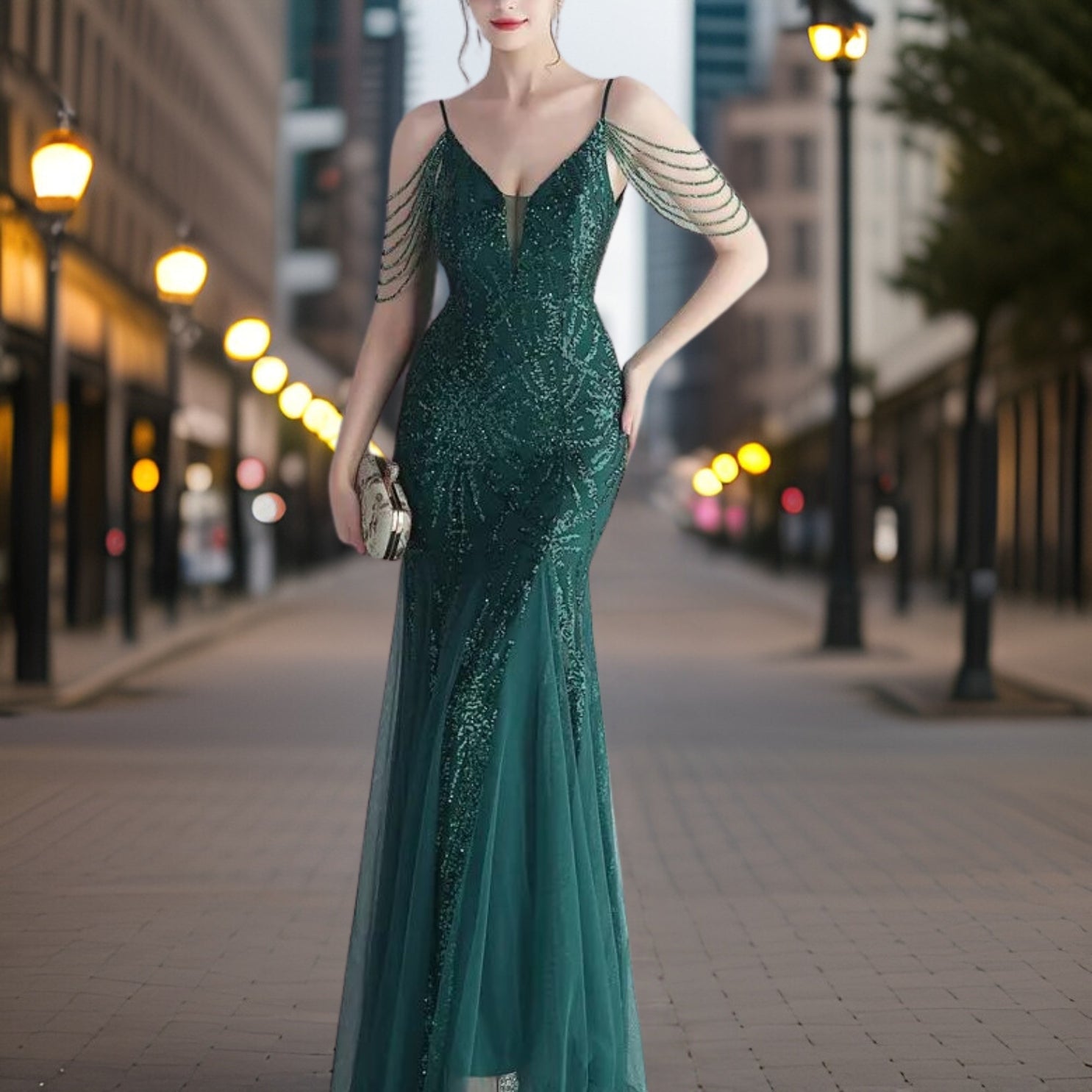 Serafina – Elegantes Perlen-Abendkleid