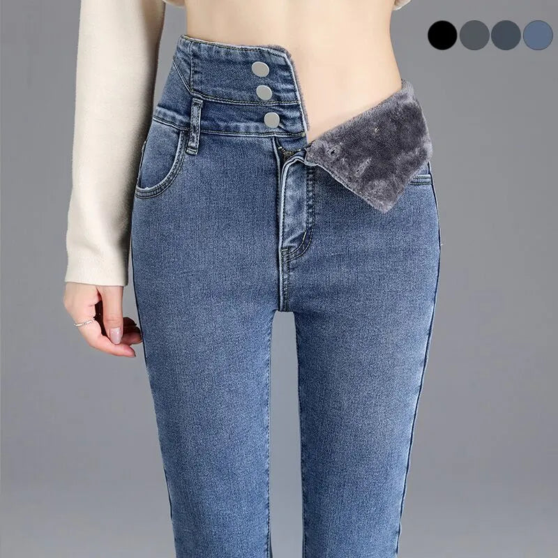 Warme Röhrenjeans für Damen