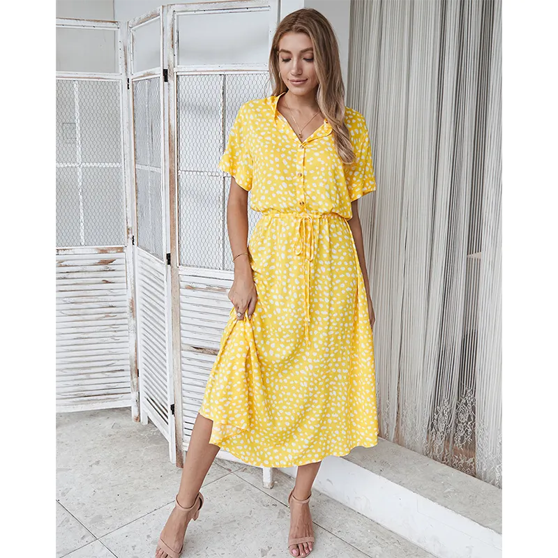 Sommerliches böhmisches Polka-Dot-Kleid für Damen