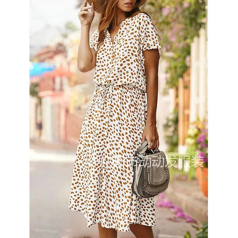 Sommerliches böhmisches Polka-Dot-Kleid für Damen