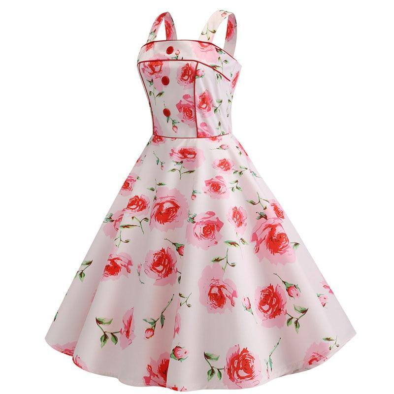 Robe vinage Rose Clair à Fleurs
