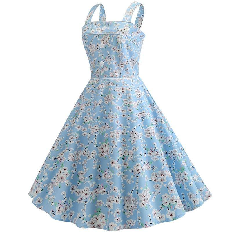 Robe vintage Turquoise Fleurie