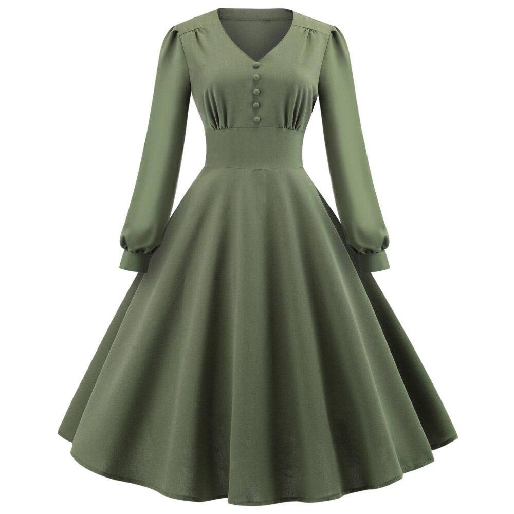 Vintage Rockabilly Winter Dress Greenish  ELYVRA
