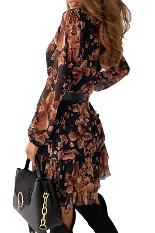 Blaues Bohemian-Kleid mit roten Blumen – Agnès