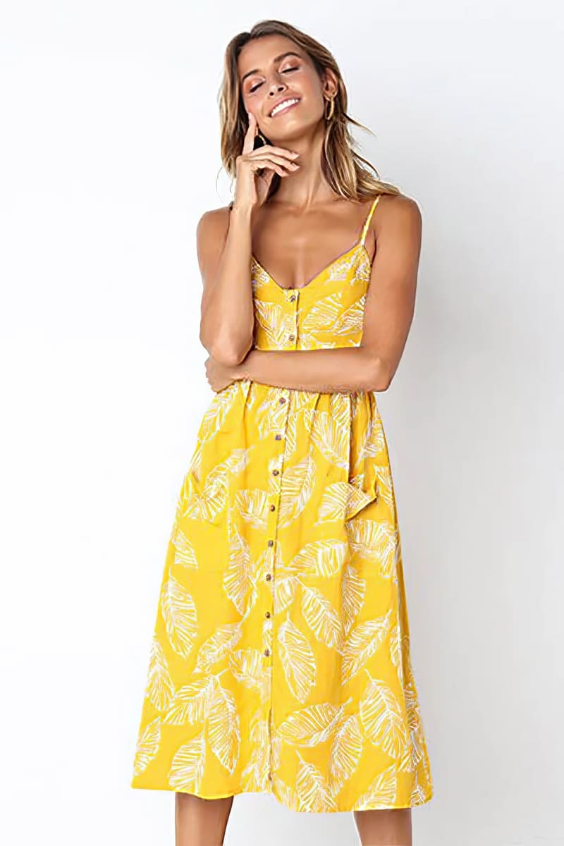 Gelbes Bohemian-Chic-Kleid - Bérénice