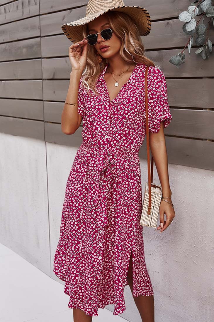 Böhmisches Kleid mit V-Ausschnitt – Marguerite