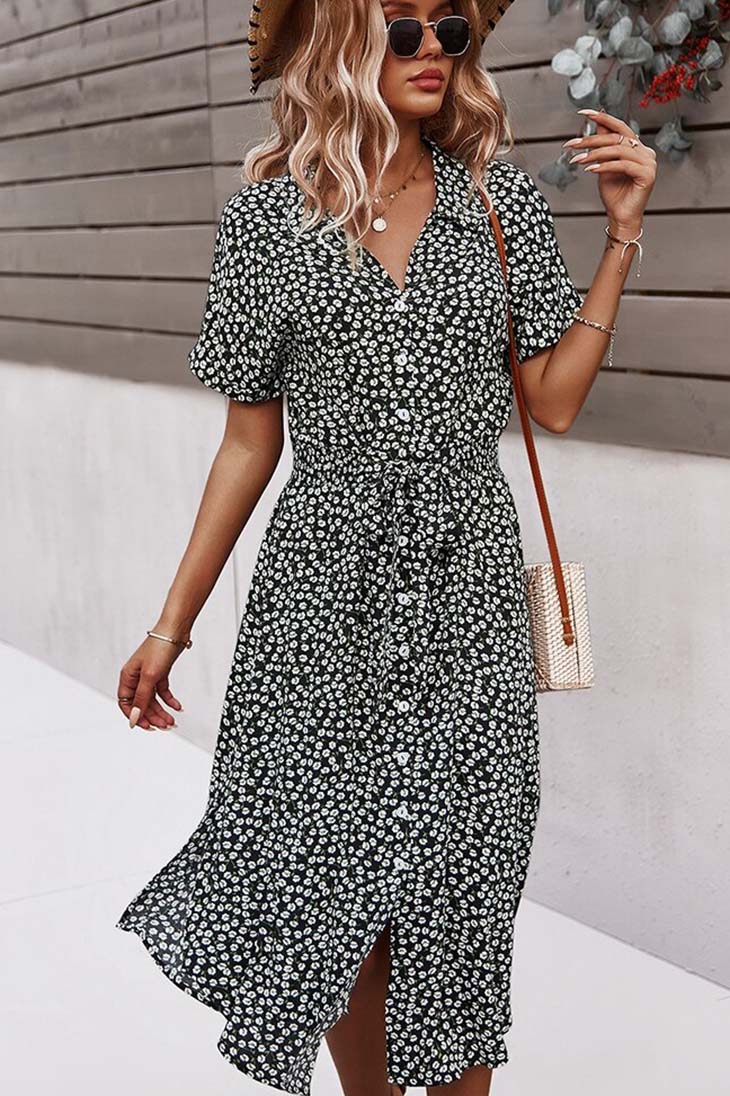 Böhmisches Kleid mit V-Ausschnitt – Marguerite