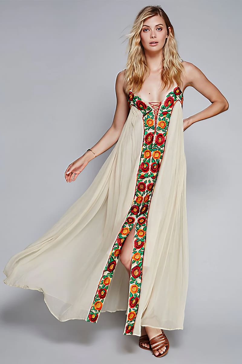 Long Bohemian Cotton Dress - Celestial