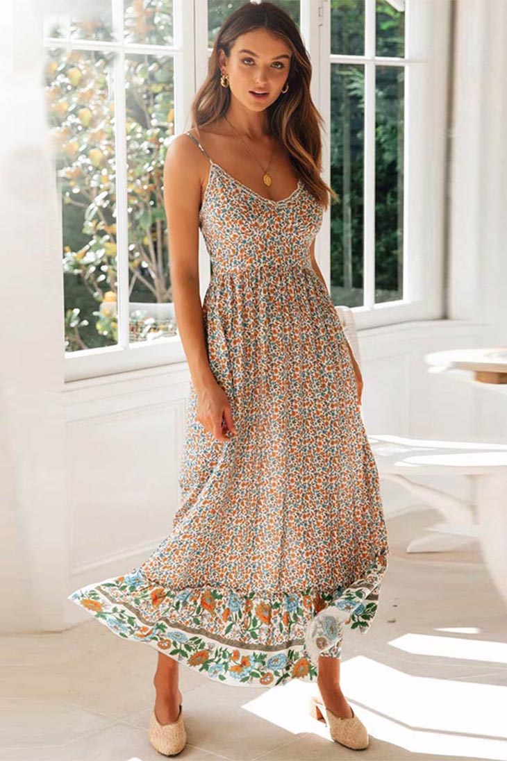 Langes böhmisches Kleid im Empire-Schnitt – Suzanne