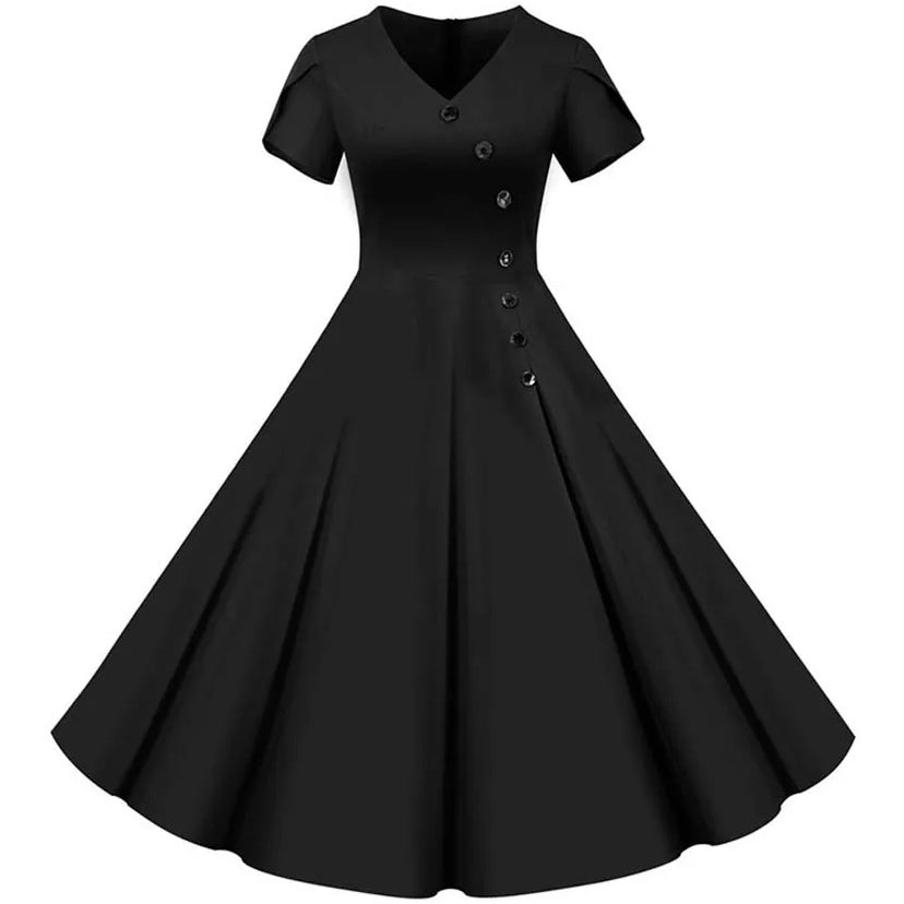 Robe vintage Boutons Asymétriques