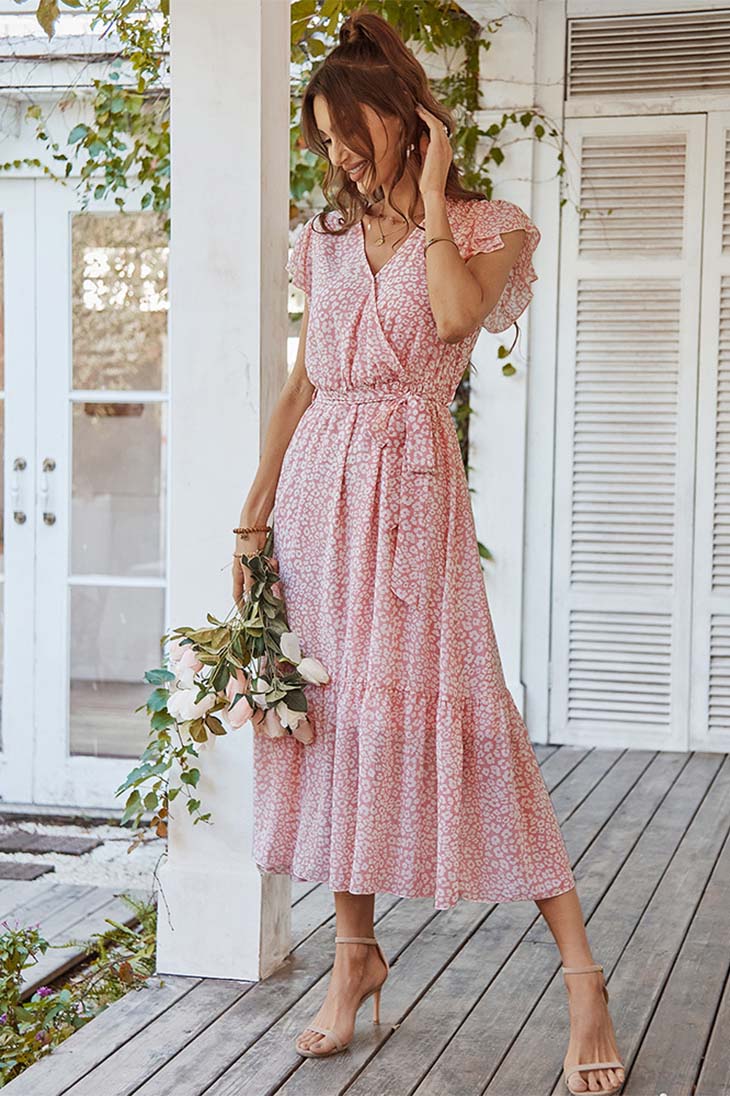 Robe Bohème Chic Rose Poudre - Claire