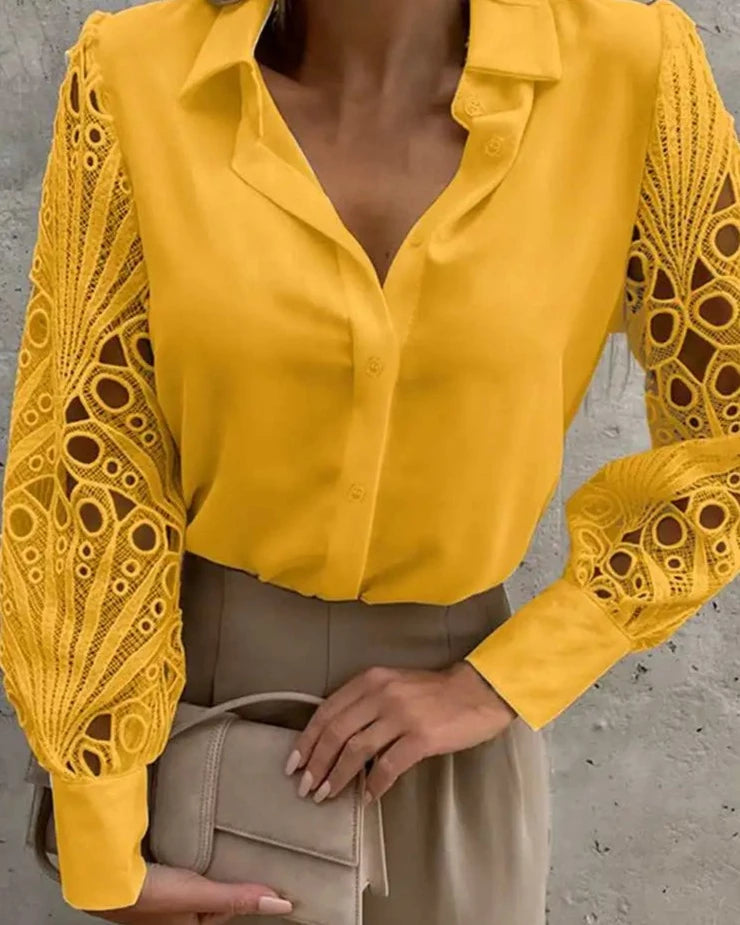 Chemisiers élégants à revers et manches longues pour femmes Dalioo