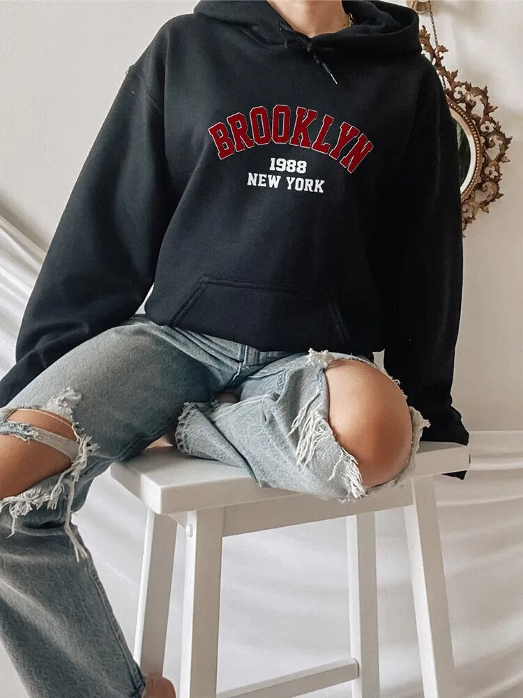 Kapuzenpullover mit Buchstaben-Print für Damen