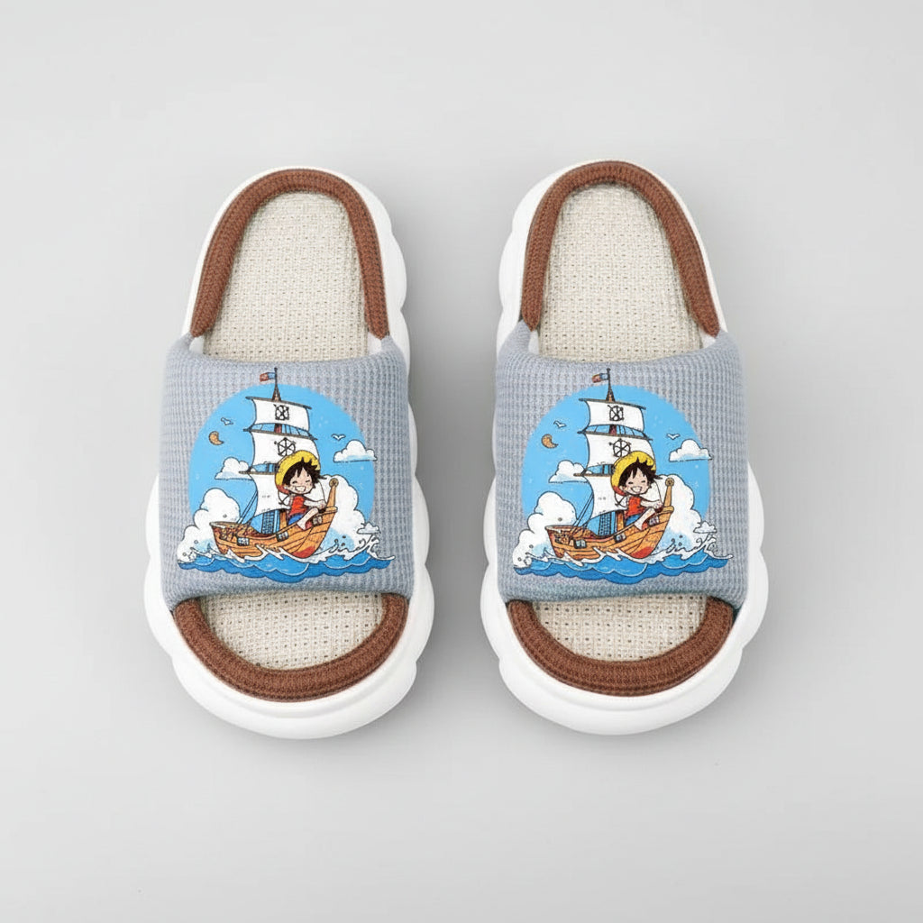 Chaussure manga one piece - Chaussons lumineux Luffy en lin pour garçons