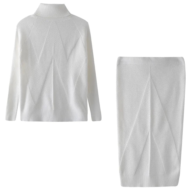 Pull à col roulé et jupe slim pour femme