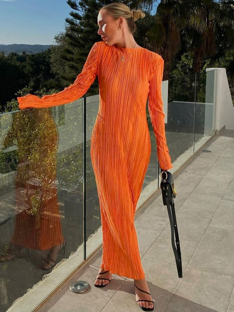 Langärmliges, figurbetontes Midikleid für Damen – Famous