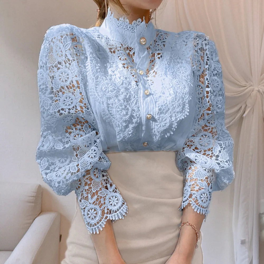 Embroidered lace blouse for women