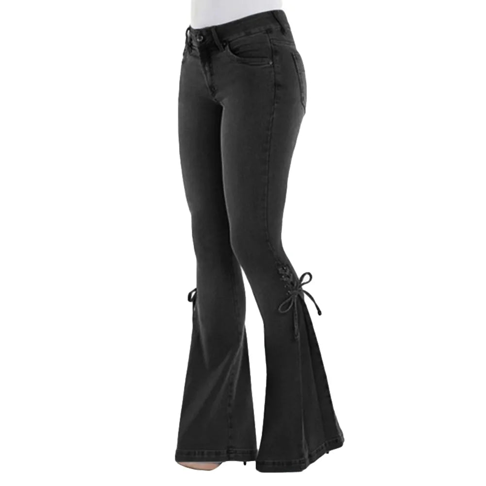 Heer Damen-Jeans mit mittelhohem Bund und ausgestelltem Bein