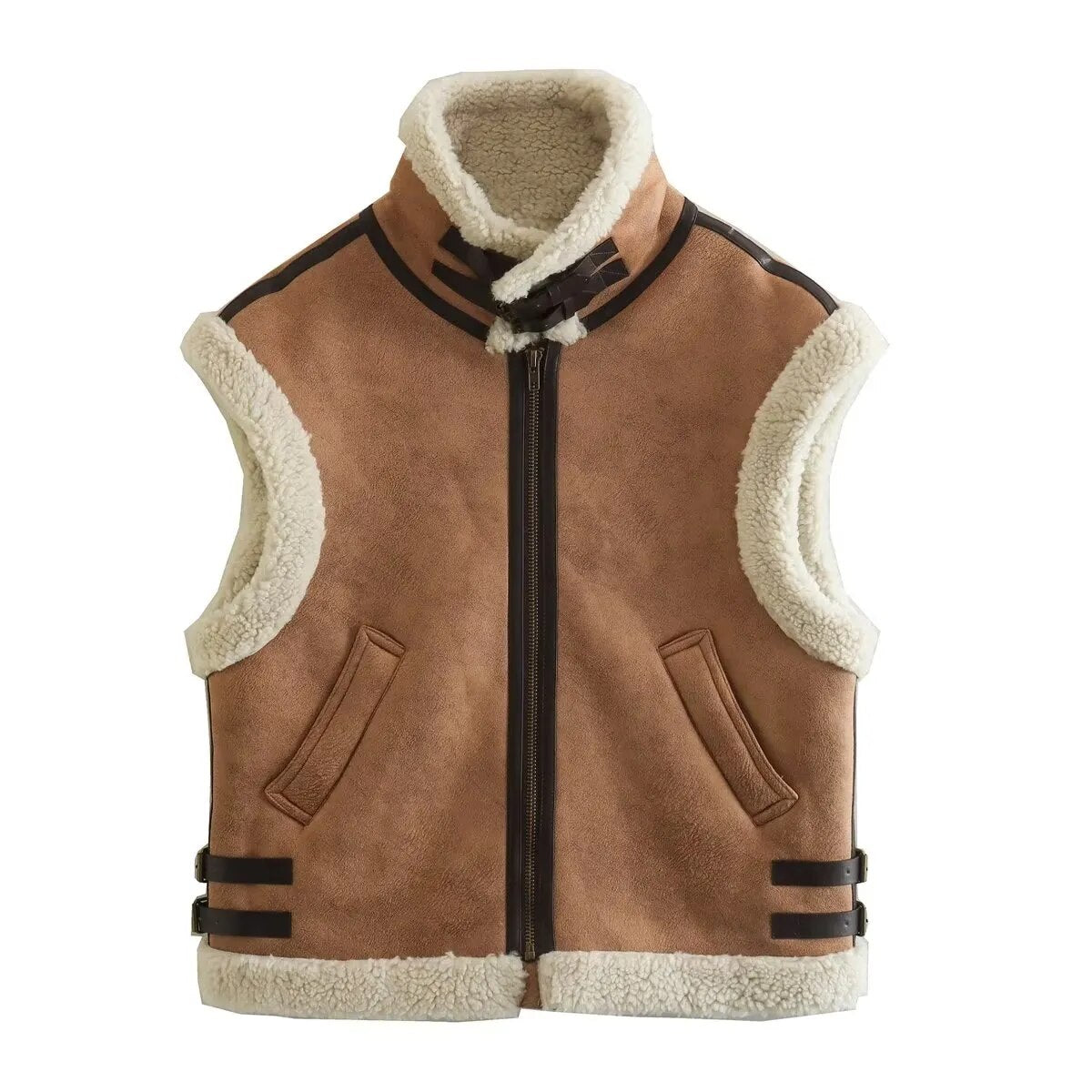 Gilet en fausse peau de mouton pour femme