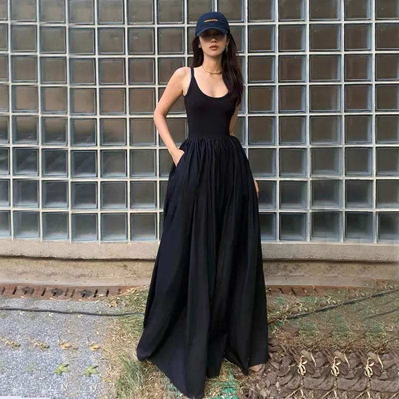 Robe mi-longue taille haute pour femme