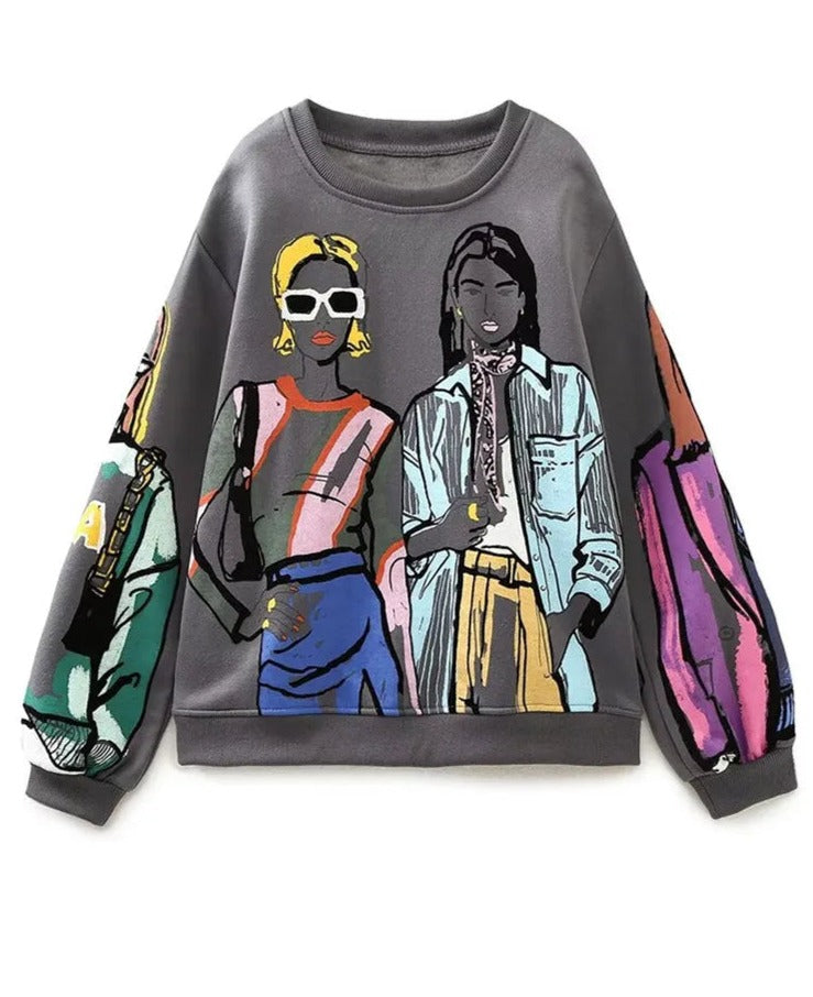 Damen-Sweatshirt mit Rundhalsausschnitt und langen Ärmeln