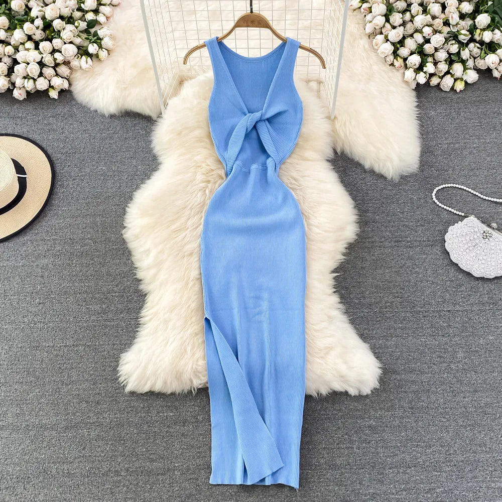 Gutruna – Mittellanges Abendkleid mit Schlitz für Damen